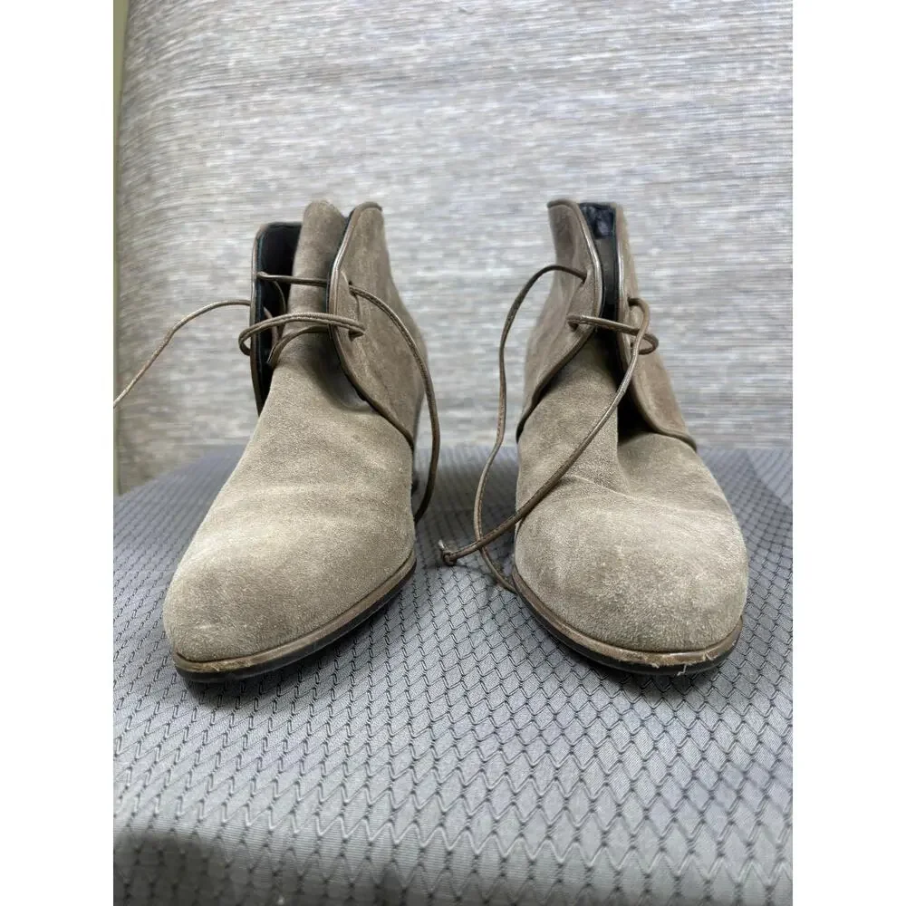 Stuart Weitzman Boots Womens Size 10.5M Brown Suede Wedge Ankle Booties Lace Up